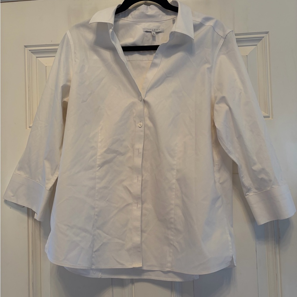 Foxcroft White Non-Iron Fitted Blouse - Picture 2 of 4